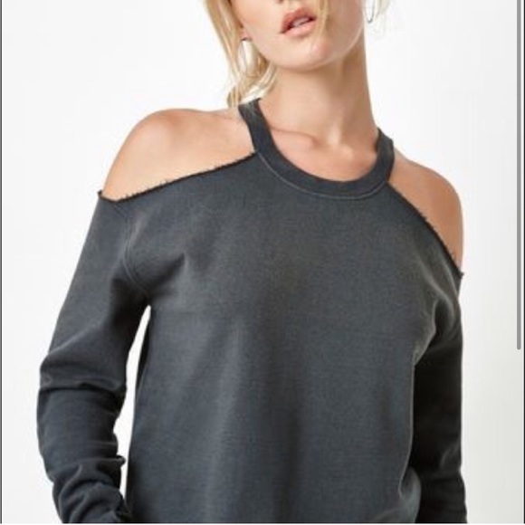 PacSun | L.A. Hearts Cold Shoulder Cutout Gray Sweatshirt - Picture 1 of 10